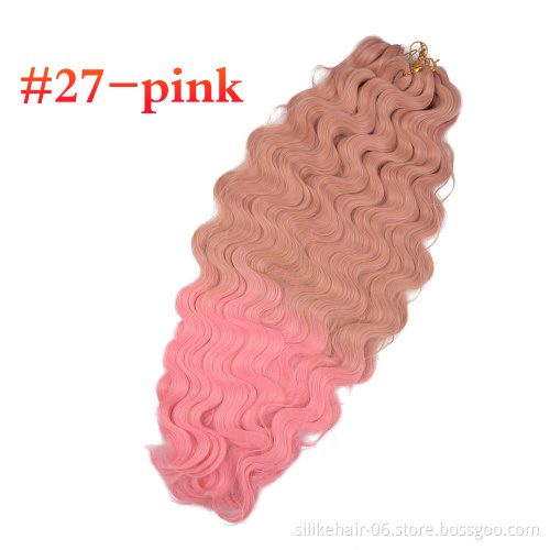 Hot Selling Pre Feathered Hybrid Long Brown Black Red Water Wave Braids Synthetic Hair Extensions Body Wave Crochet Braiding